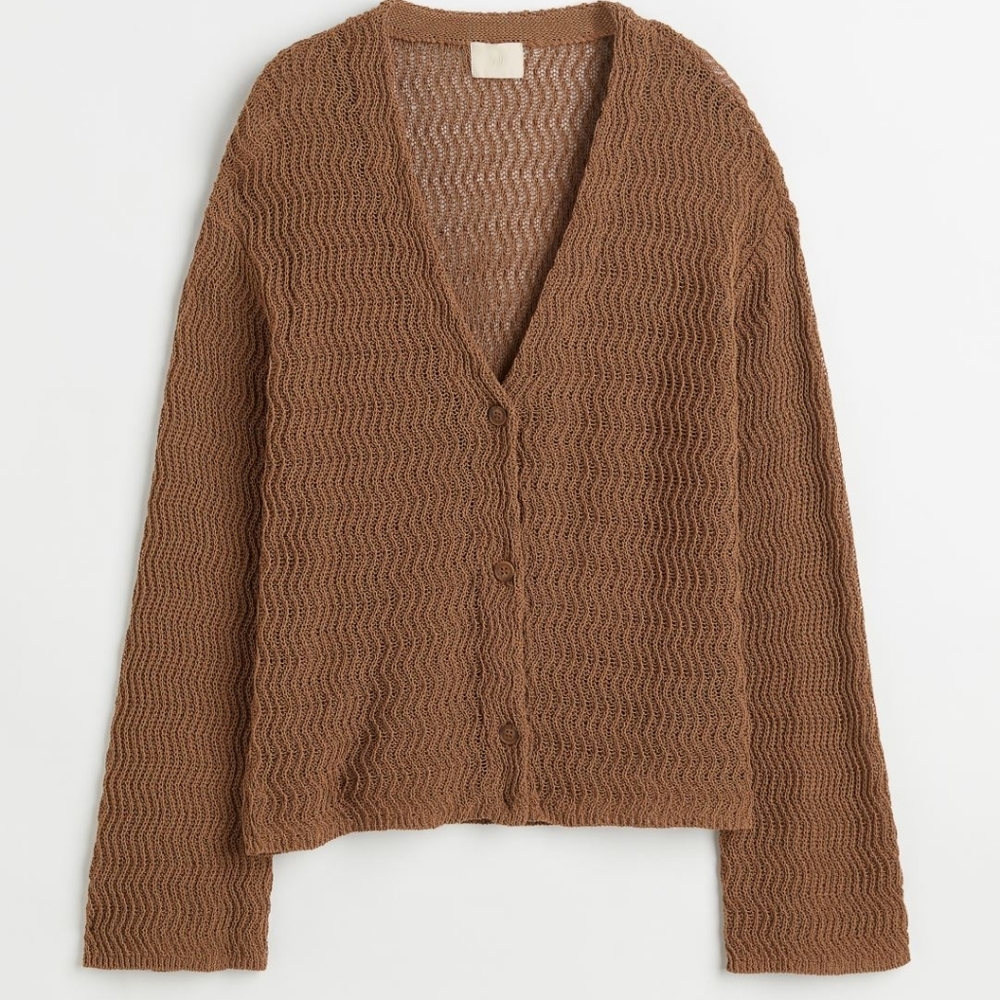 BNWT H&M Crochet Effect Knit Cotton Cardigan, US XS
